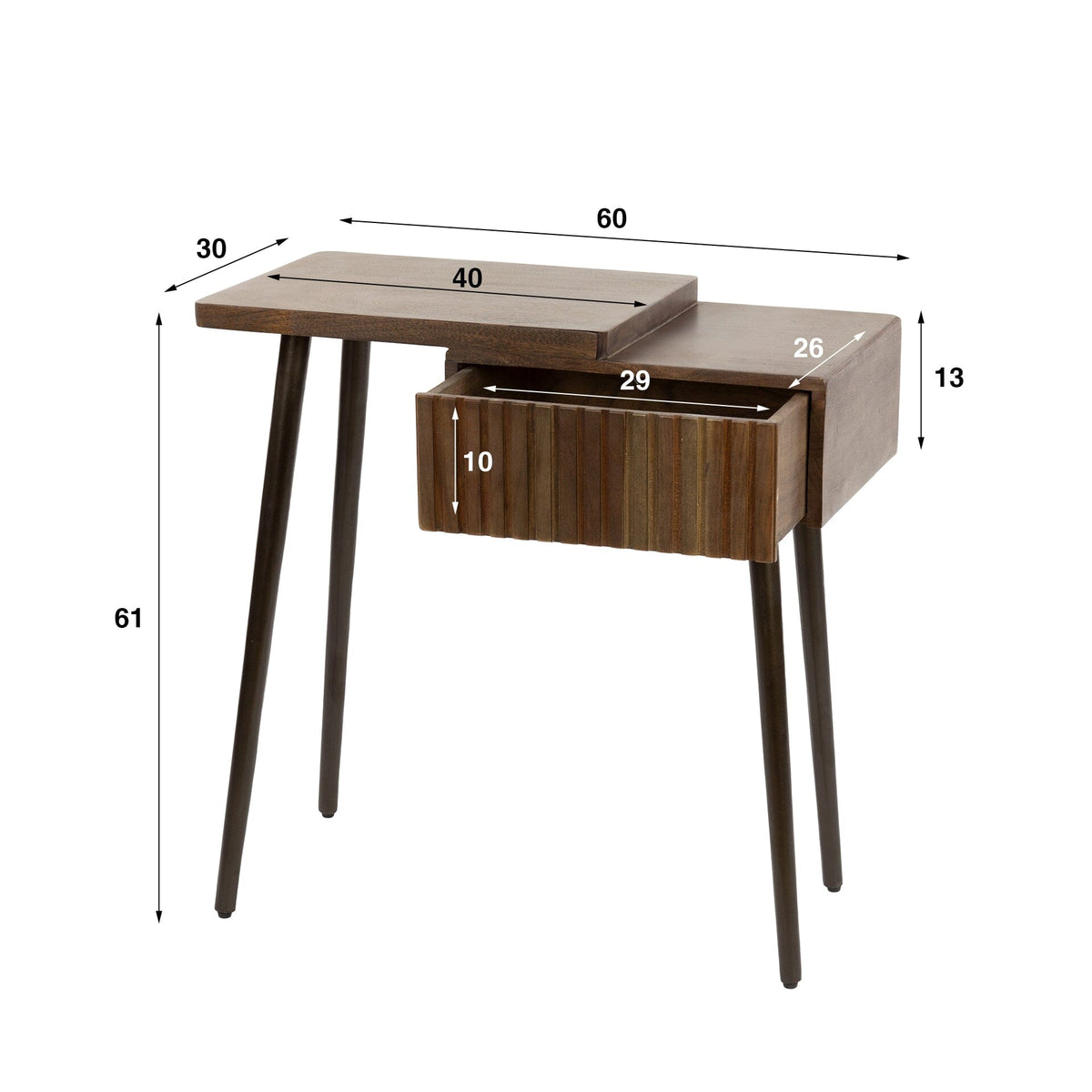 Table de Chevet Acacia Marron Dimensions