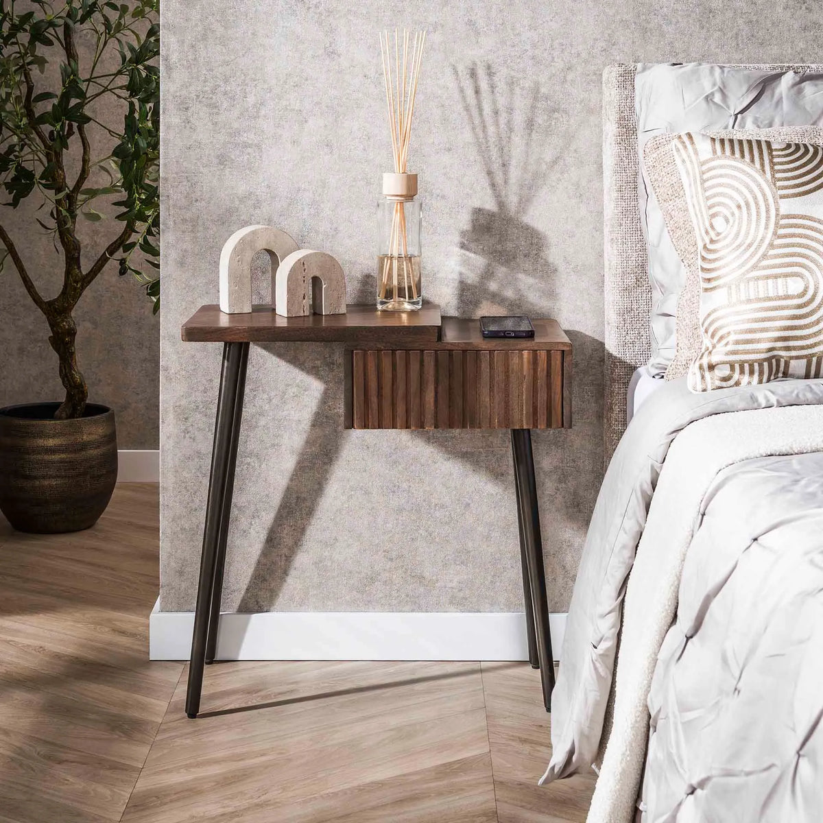 Table de Chevet Acacia Marron Droite