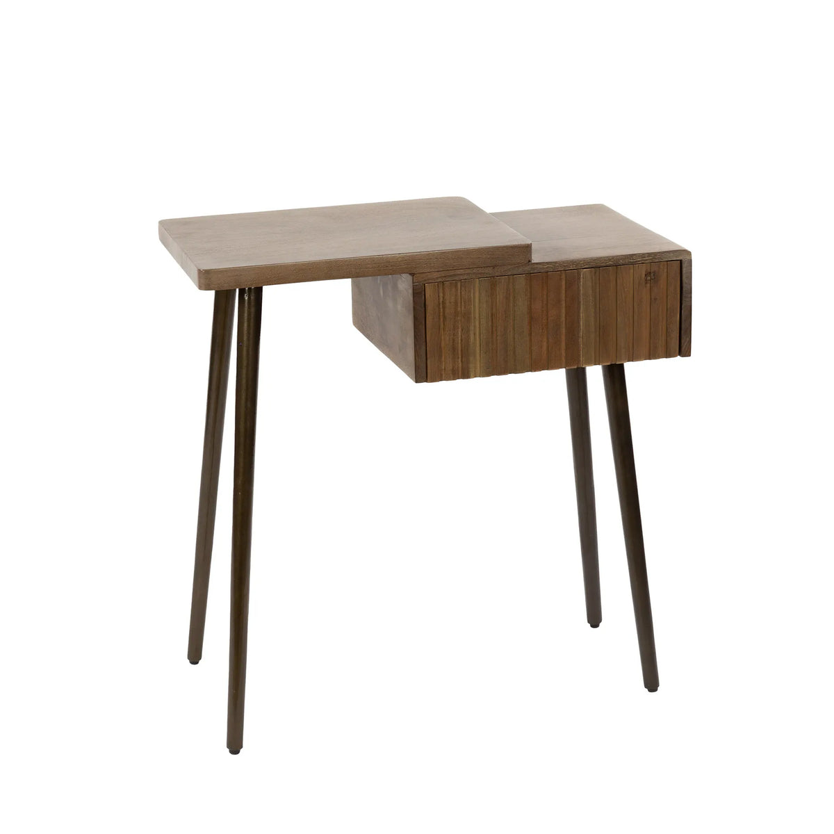 Table de Chevet Acacia Marron Droite Fond Blanc