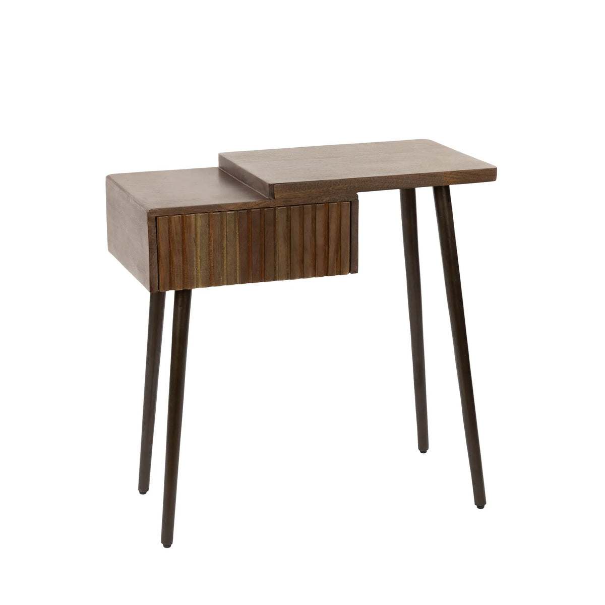 Table de Chevet Acacia Marron Fond Blanc