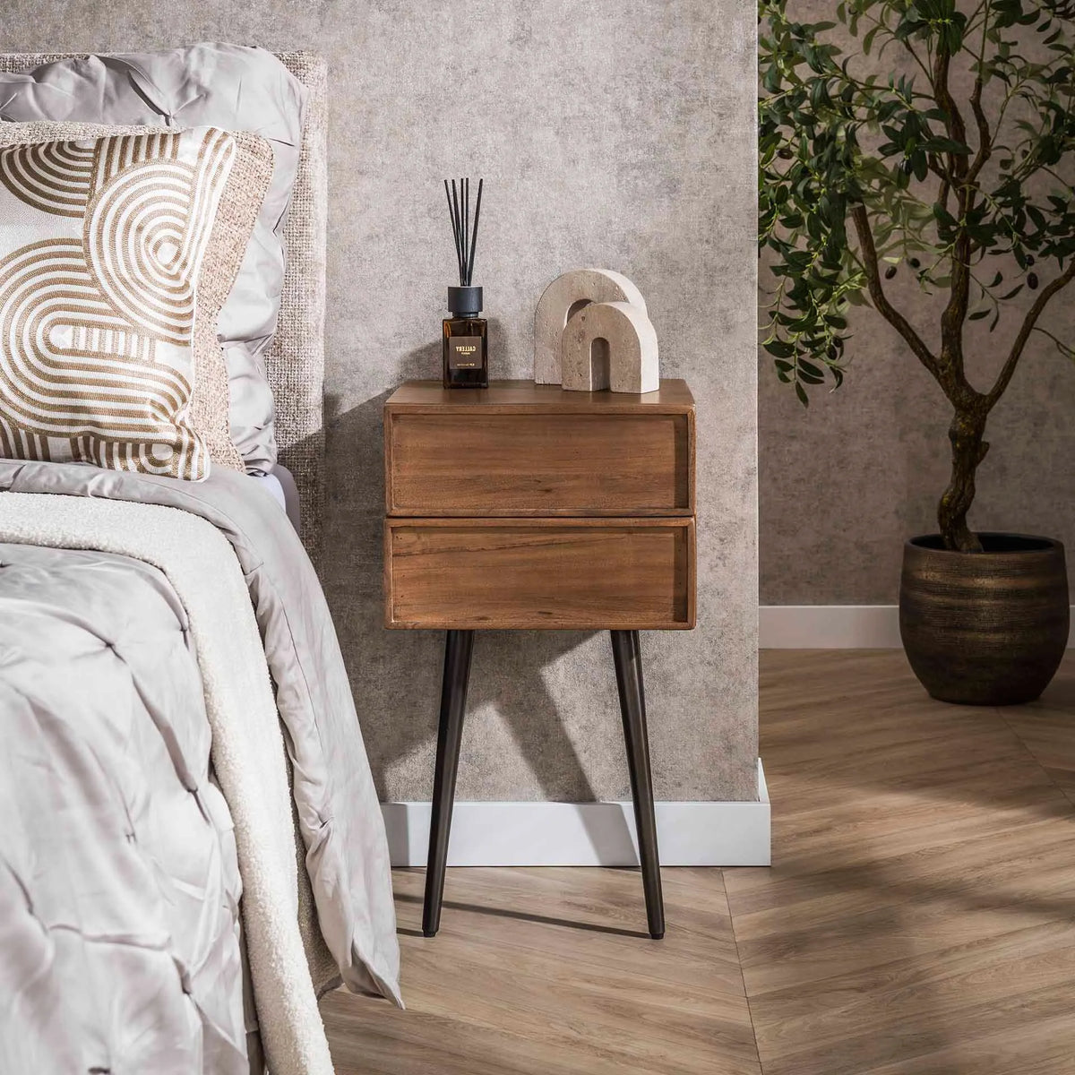 Table de Chevet Bois Acacia Vue 