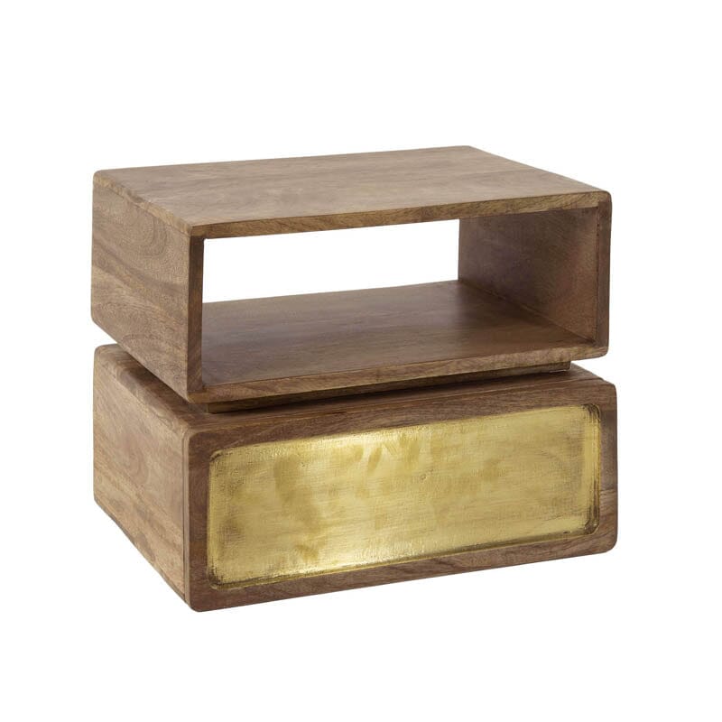 Table de Chevet Bois Manguier Fond Blanc