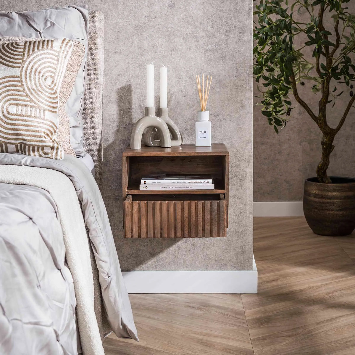 Table de Chevet En Acacia Massif Tiroir