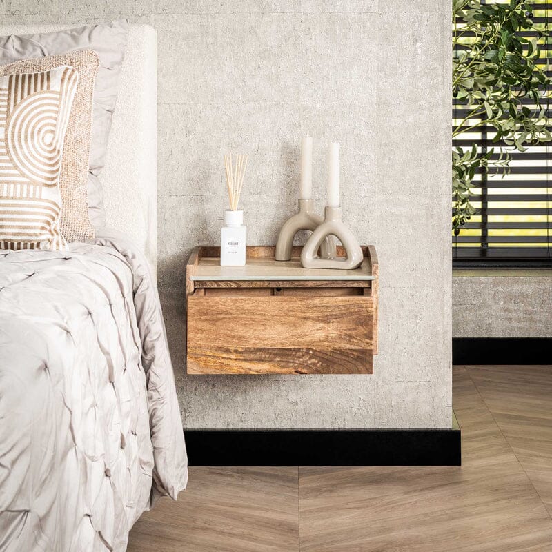 Table de Chevet Manguier Tiroir Ouvert