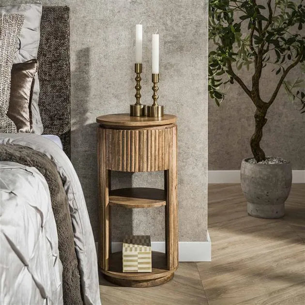 Table de Chevet Ronde en Bois