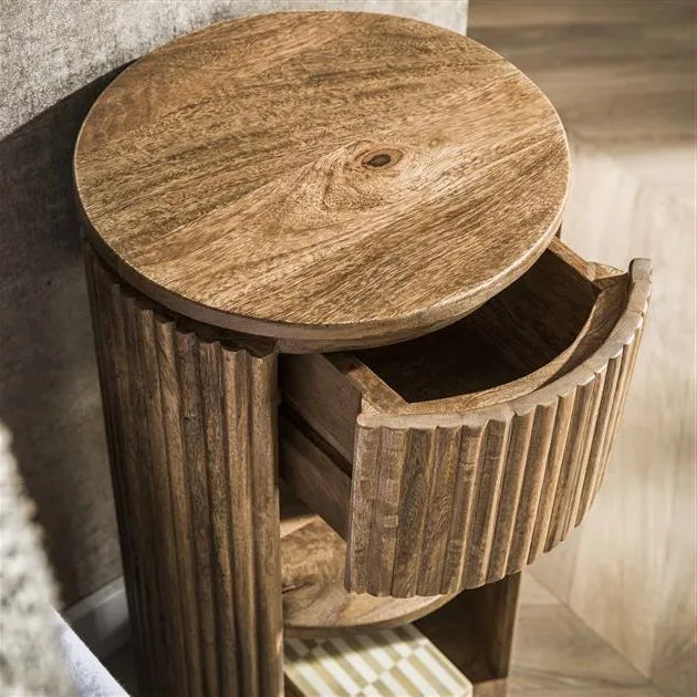 Table de Chevet Ronde en Bois Details