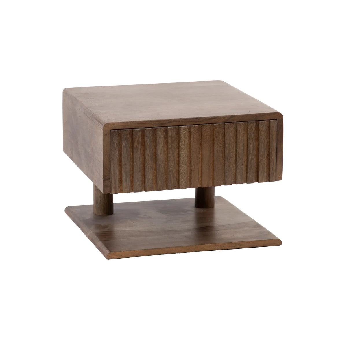 Table de Chevet Suspendue en Acacia Fond Blanc