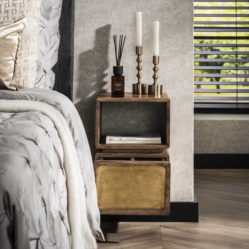 Table de chevet Bois Originale Tiroir Ouvert