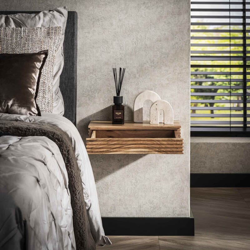 Table De Chevet Bois Clair Tiroir ouvert