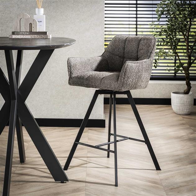 Tabouret De Bar Tissu Gris