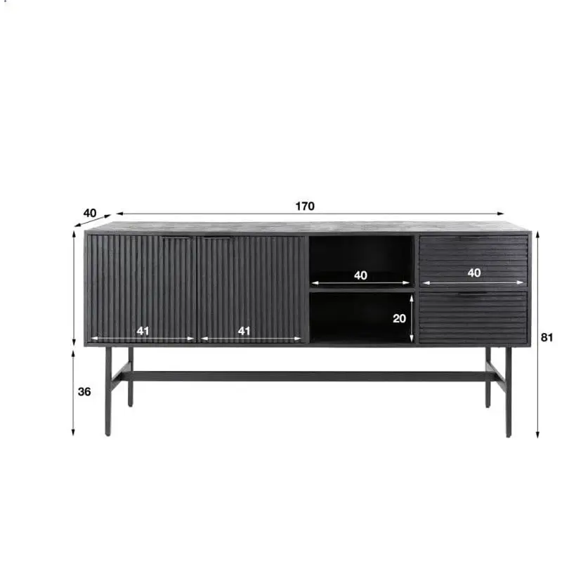 Buffet Noir Bois De manguier