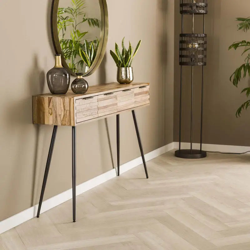 Console Type Industriel Teck Et Métal