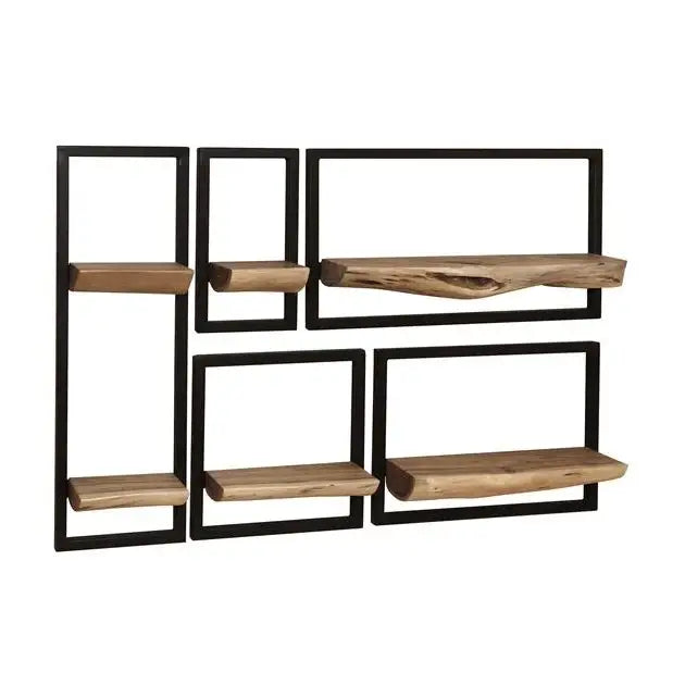 Ensemble d&#39;étagères murales en bois d&#39;acacia naturel et métaldimensions
