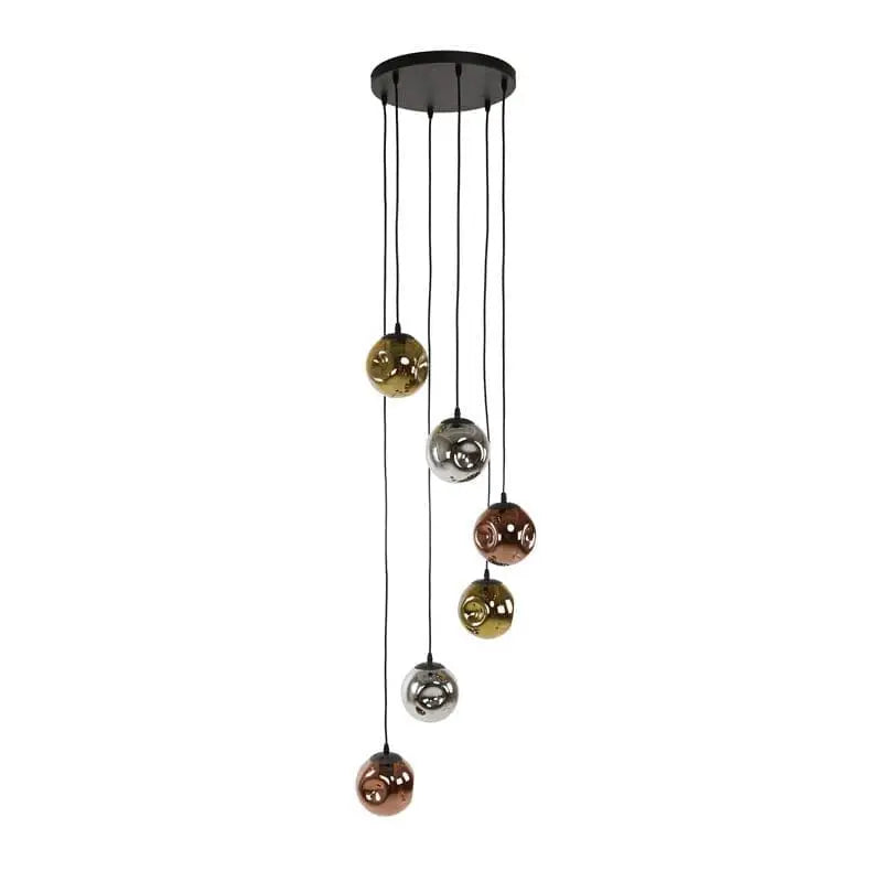 Lustre suspendu en or, cuivre et chrome
