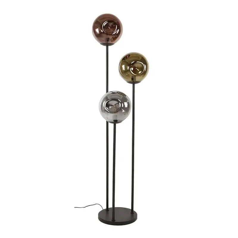 Lampadaire 3 globes en métal avec abat-jours