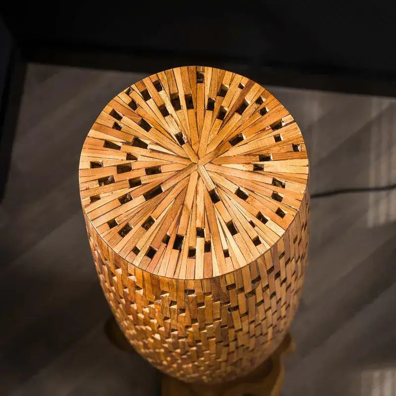 Lampadaire en bois de teck 100 CM vue de dessus