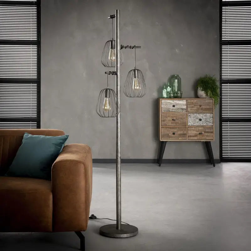 Lampadaire Industriel Métal 3 Lanternes lyadesign 
