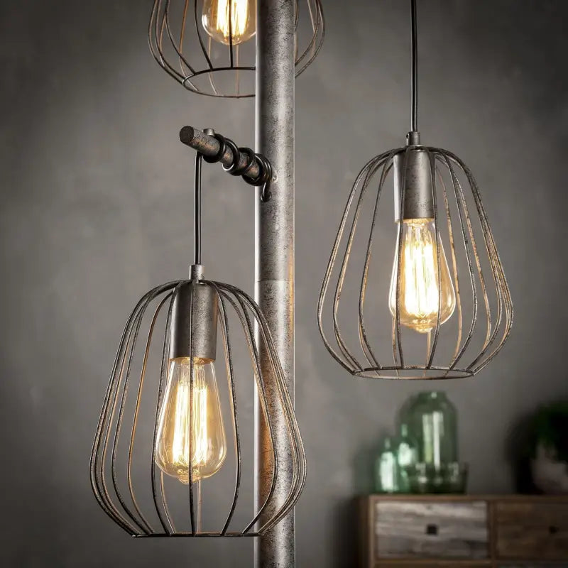 Lampadaire Industriel Métal 3 Lanternes lyadesign 