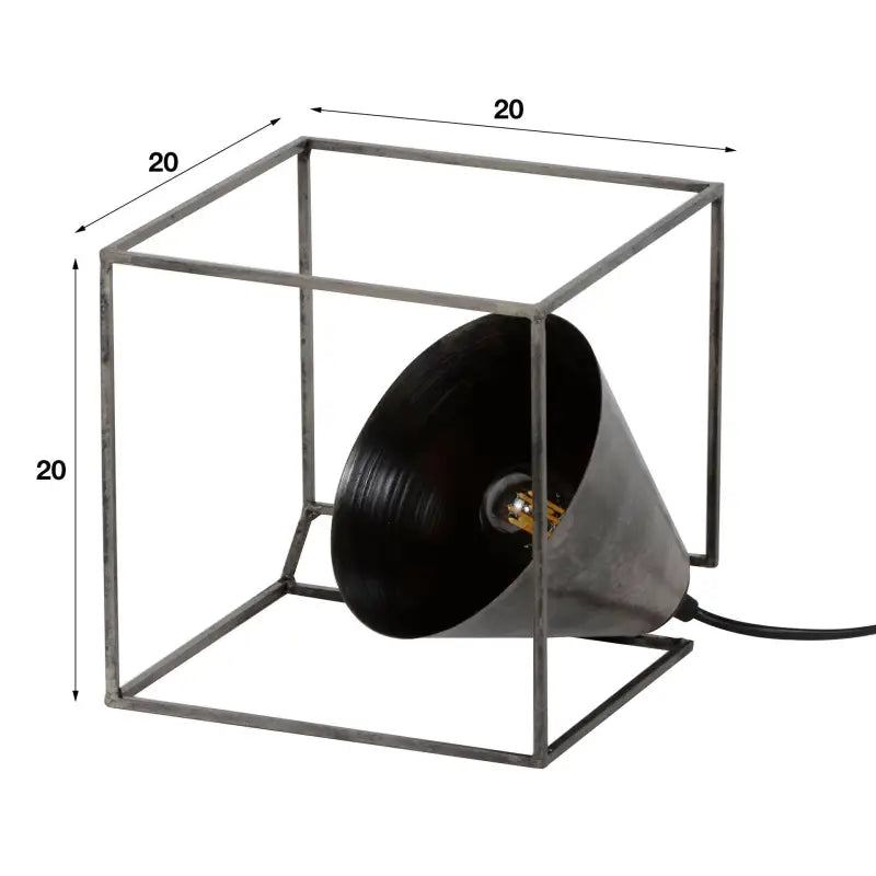 Lampe Industrielle À Poser Métal Abat Jour Cube lyadesign 