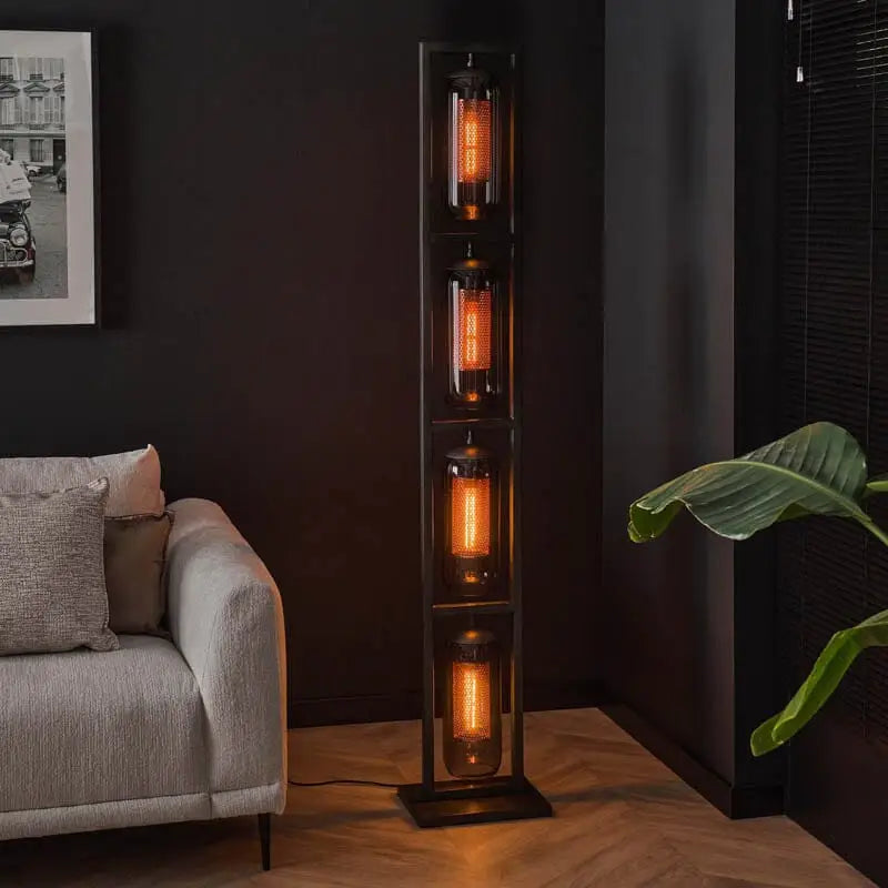 Lampe Sur Pied Verre Fume 4 Lampes