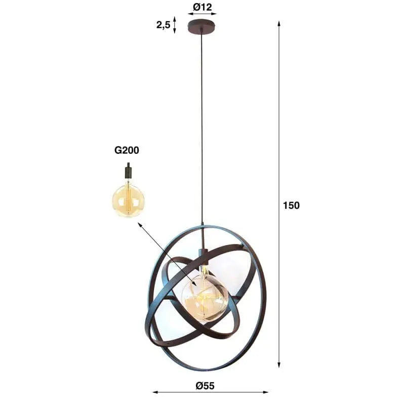 Lampe Suspension Metal dimensions