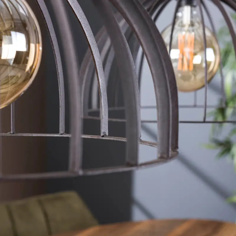 Lustre Industriel Métal Finition Brune 2 Lampes lyadesign 