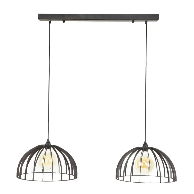 Lustre Industriel Métal Finition Brune 2 Lampes lyadesign 