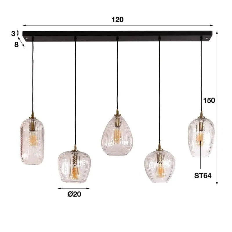 Notre lustre suspension en verre DIMENSIONS