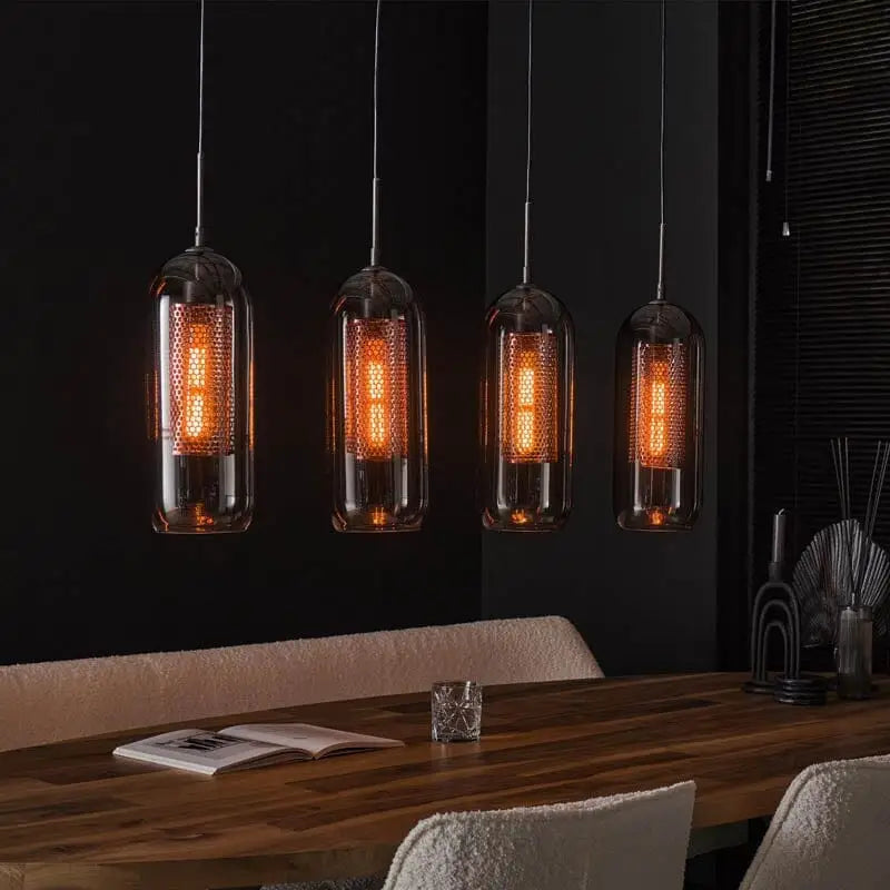 Lustre Verre 4 lampes