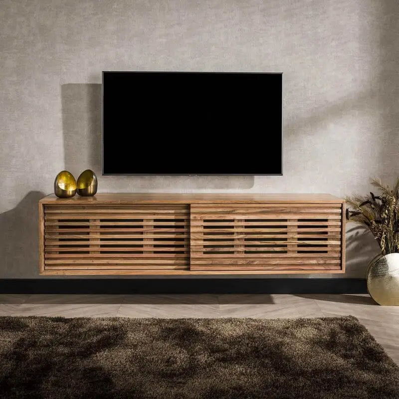 Meuble TV Suspendu Bois Acacia