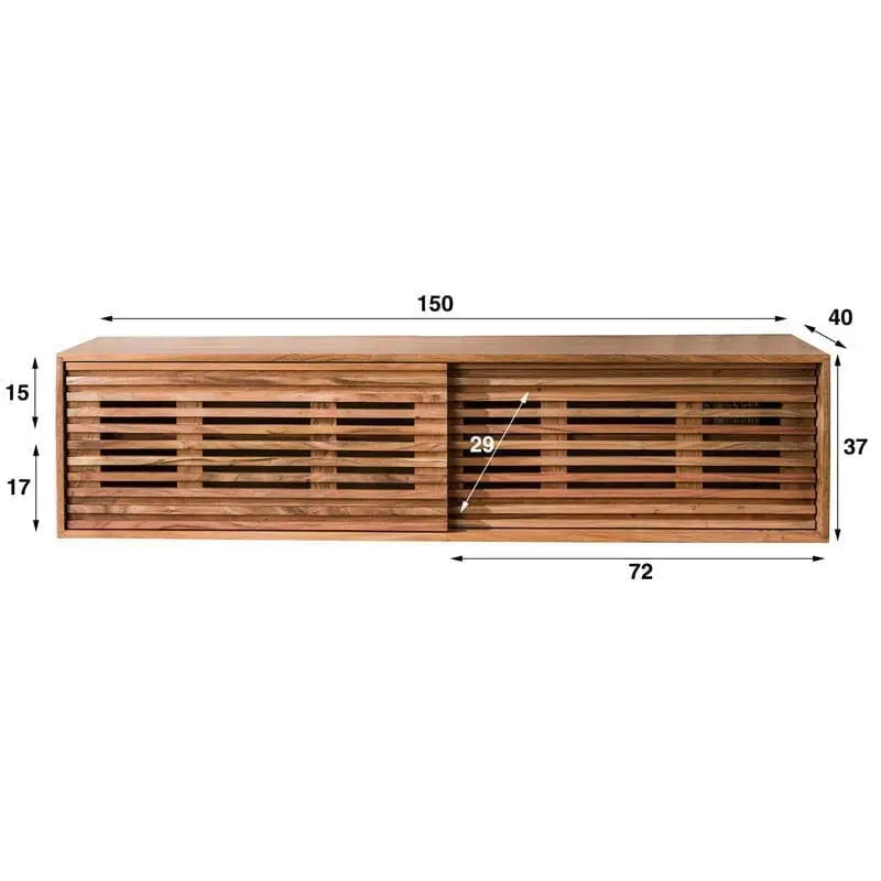 Meuble TV Suspendu Bois Acacia  dimensions