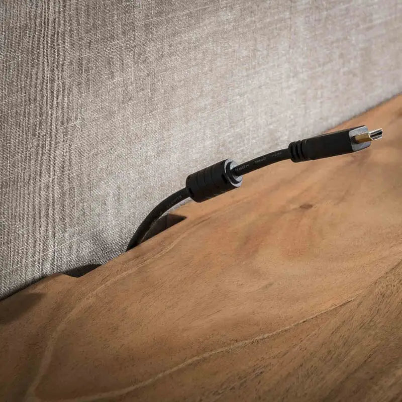 Meuble TV Suspendu Bois Acacia  trou pour prise