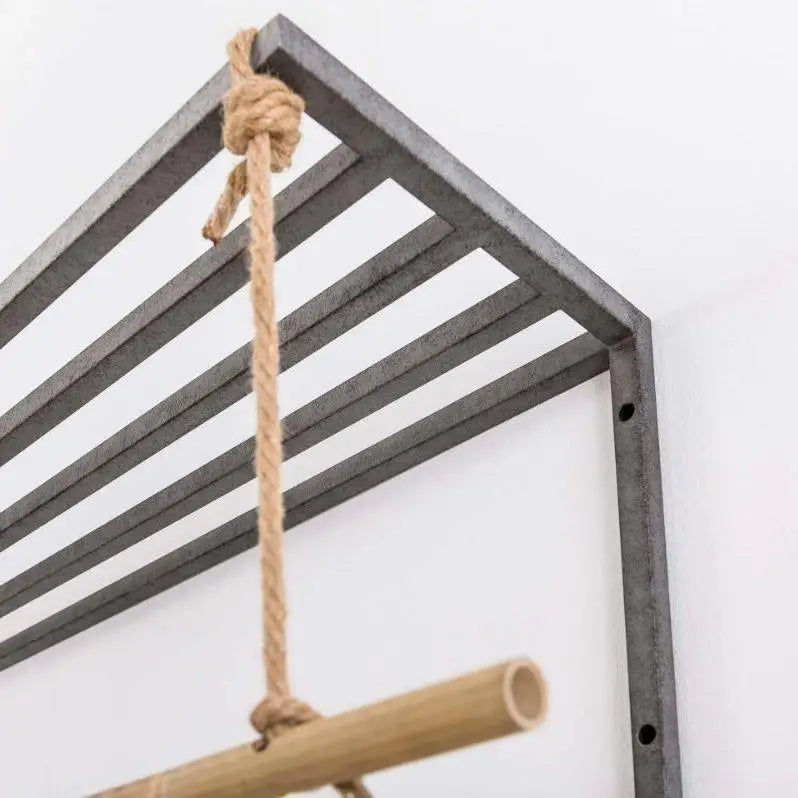 Porte manteau industriel métal bambou avec tringle lyadesign 