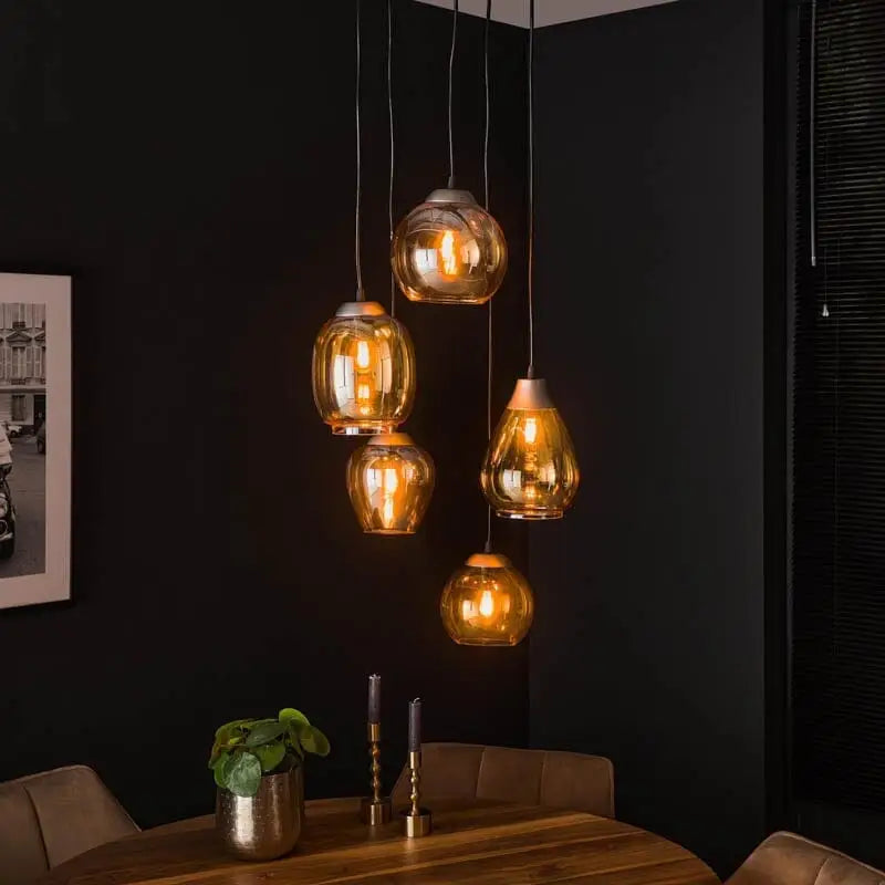 abat-jour de la Suspension en Verre Coloré à 5 Lampes