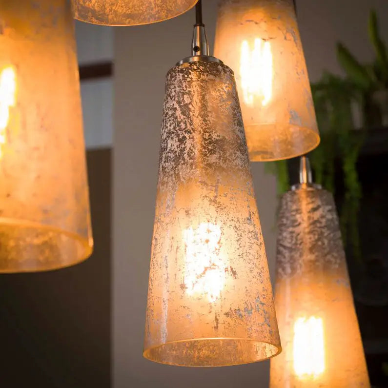 Suspension Industrielle Verre 7 Cônes Marbrés lyadesign 