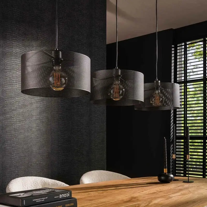 Suspension Luminaire Noire 3 Lampe