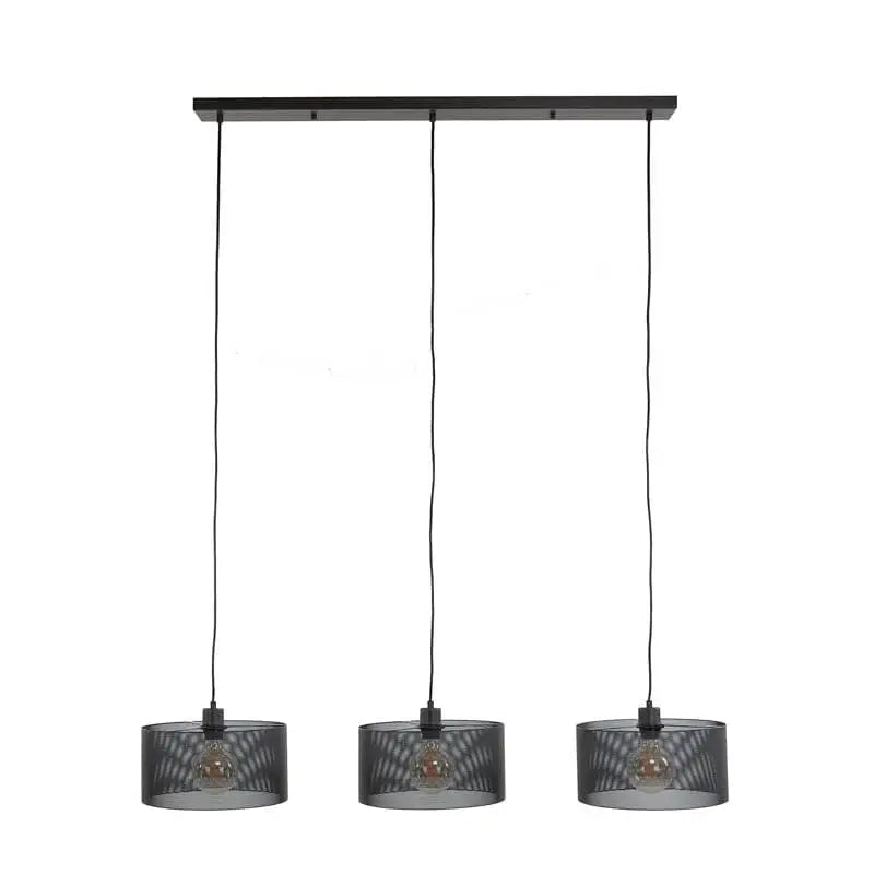 Suspension Luminaire Noire 3 Lampes fond blanc