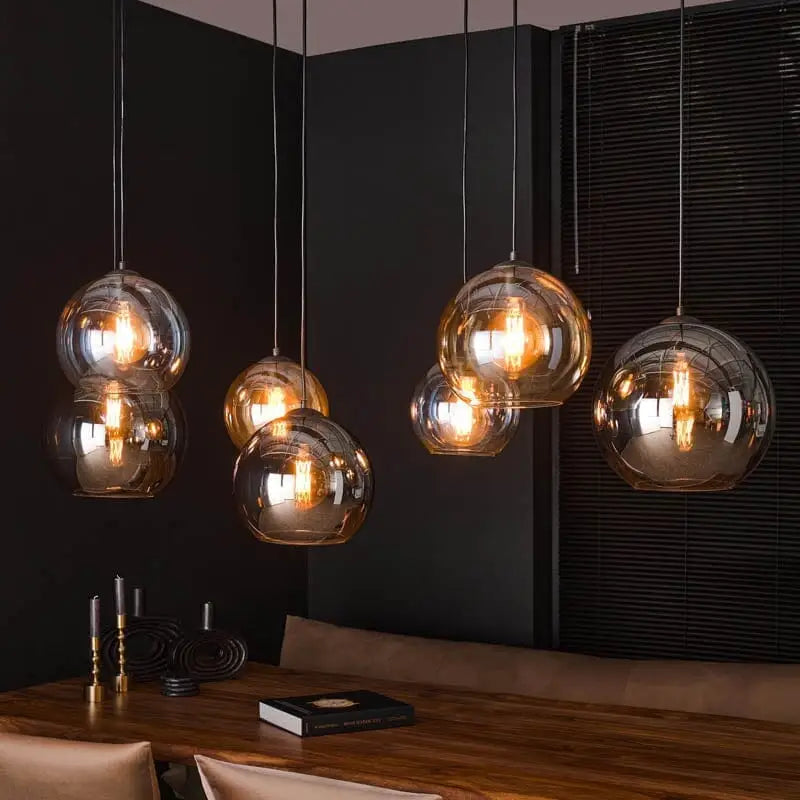 Suspension Verre Boule 7 Lampes