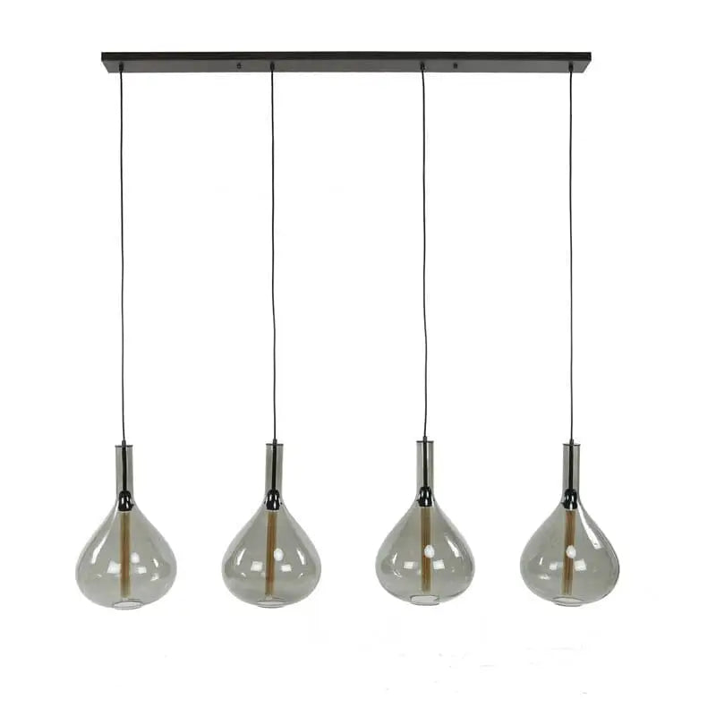 Suspension Verre Fume 4 Lampes fond blanc