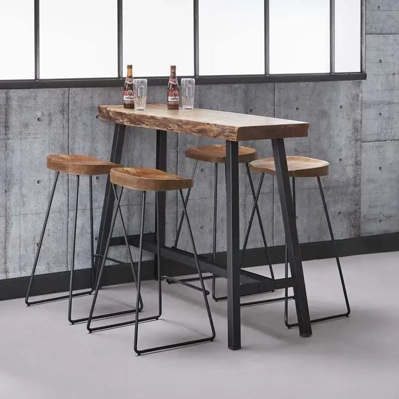 Table de bar industrielle bords naturels lyadesign 