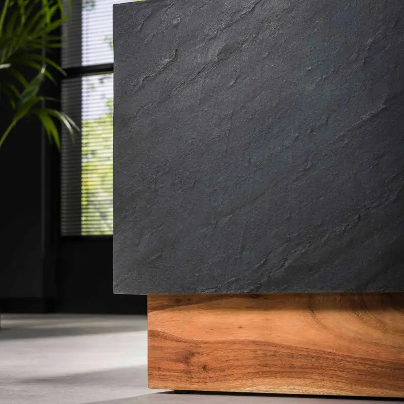 Table Basse Noir et Bois dessous