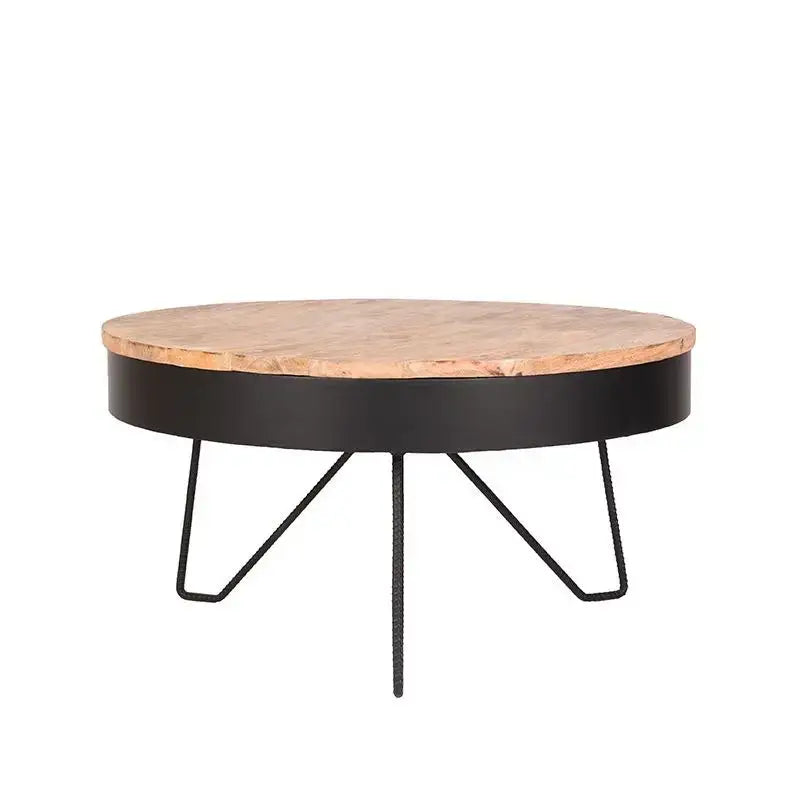 Table Basse Industrielle Ronde Structure Métal Noir 80x80 lyadesign 