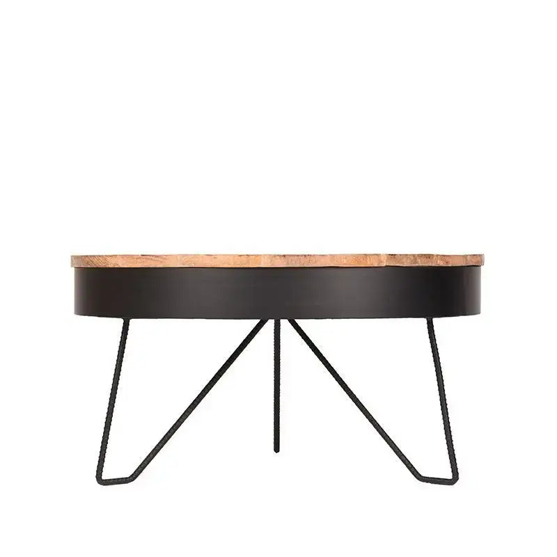 Table Basse Industrielle Ronde Structure Métal Noir 80x80 lyadesign 