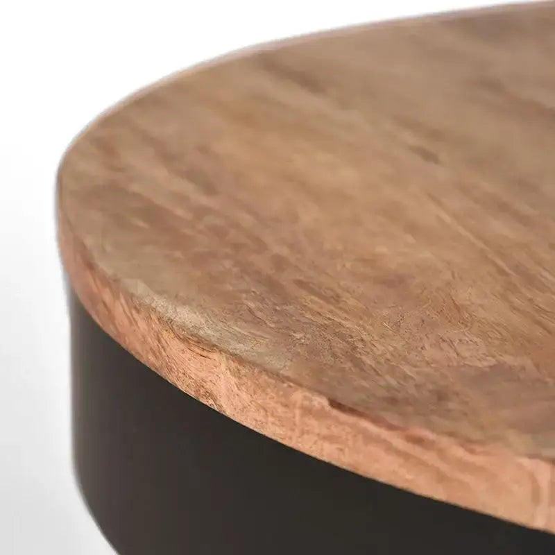 Table Basse Industrielle Ronde Structure Métal Noir 80x80 lyadesign 