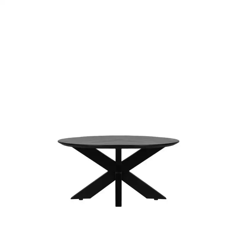 Table Basse Industrielle Ronde Manguier Noir Et Pieds Métal lyadesign 