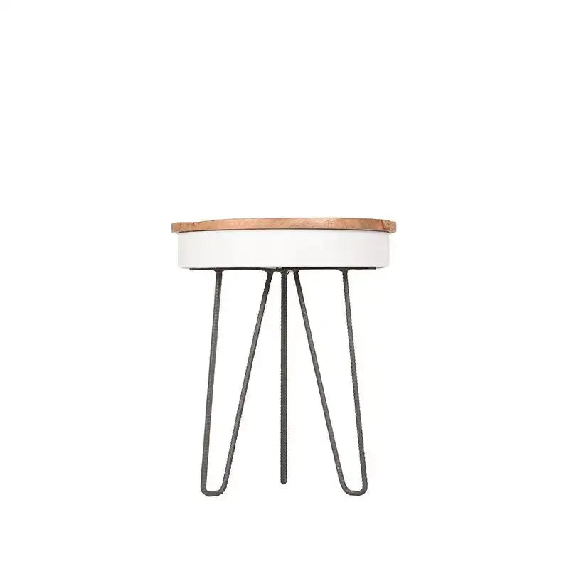 Table Basse Industrielle Ronde Structure Métal Blanc 44x44 lyadesign 