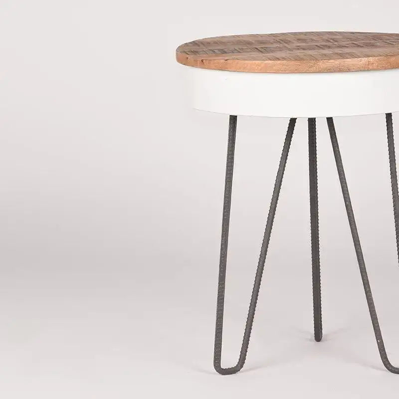 Table Basse Industrielle Ronde Structure Métal Blanc 44x44 lyadesign 