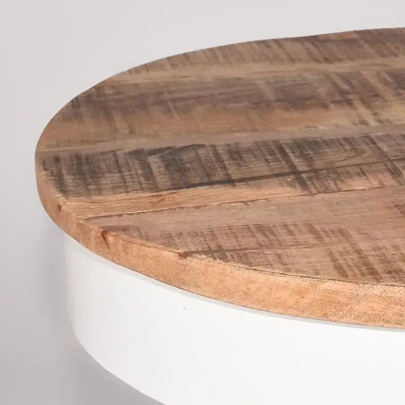 Table Basse Industrielle Ronde Structure Métal Blanc 44x44 lyadesign 