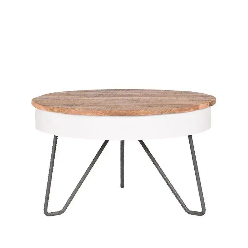 Table Basse Ronde Métal Blanc