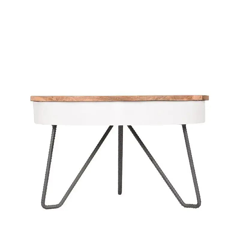 Table Basse Industrielle Ronde Structure Métal Blanc 80x80 lyadesign 